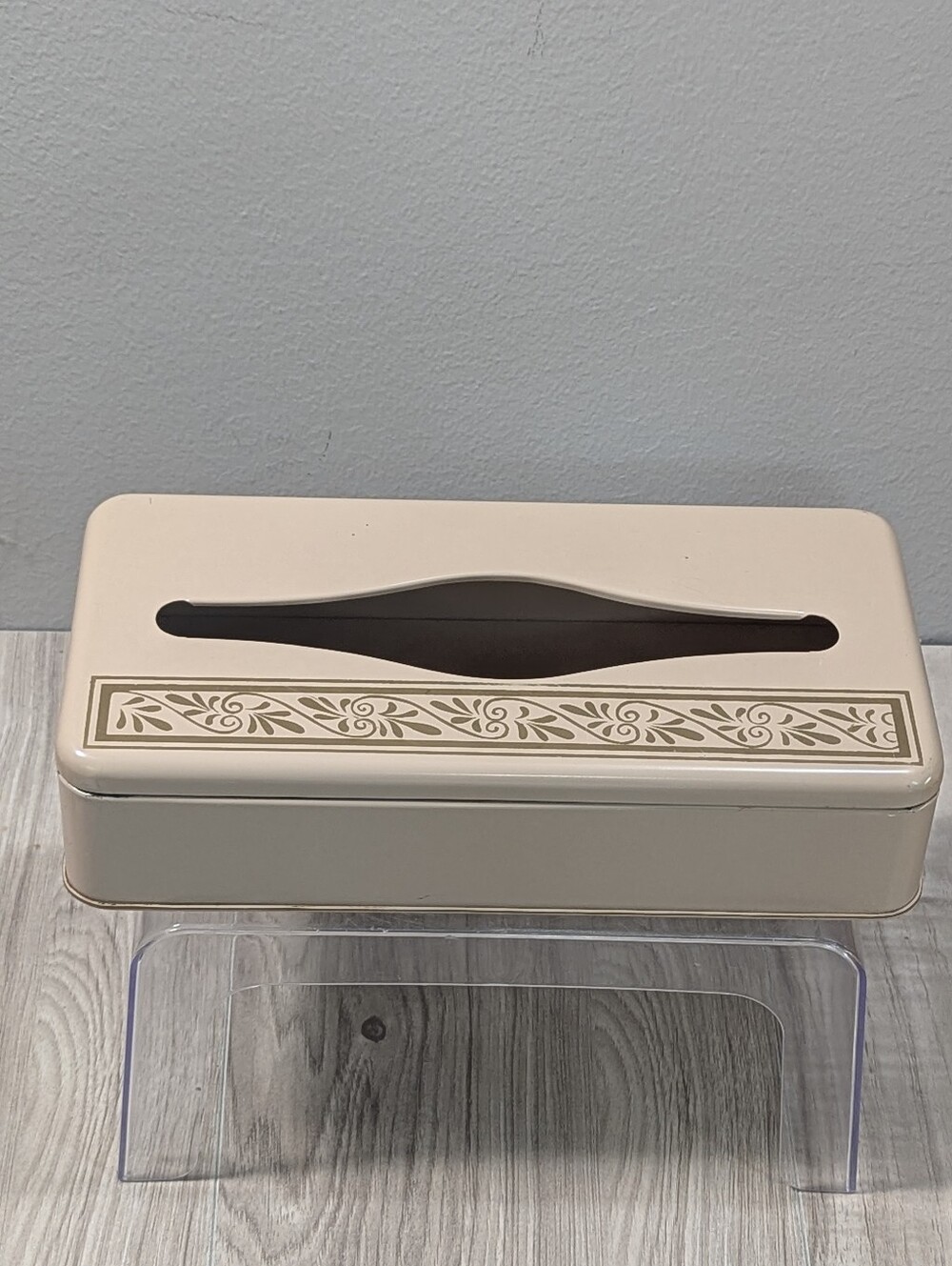 Vintage Ransburg Metal Tissue Box Holder 2pc Wall Or Tabletop